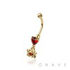 RED CZ SPIDER DANGLE HEART CZ 316L SURGICAL STEEL CURVED BARBELL/EYEBROW
